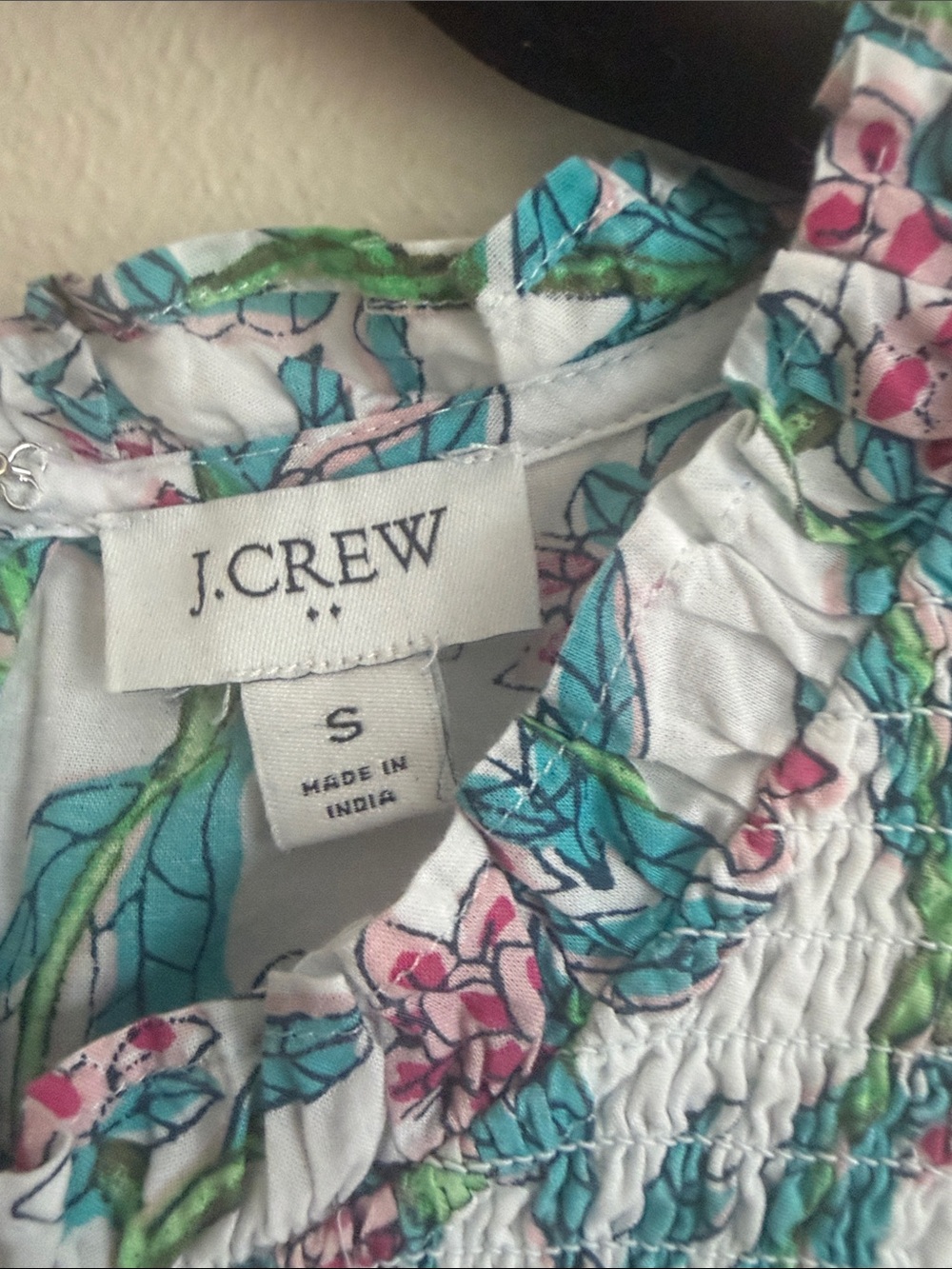 J. Crew White Sundress with Teal, Pink & Green Floral Print - Picture 2 of 4